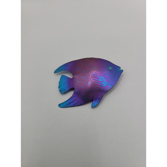 Vintage Brooch Pin Fish Purple Blue Ocean  School Jewelry Costume - Picture 8 of 16